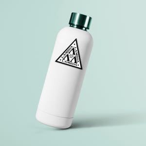 Handmade waterproof vinyl sticker featuring the Lambda Lambda Lambda fraternity logo