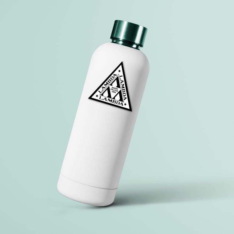 Handmade waterproof vinyl sticker featuring the Lambda Lambda Lambda fraternity logo