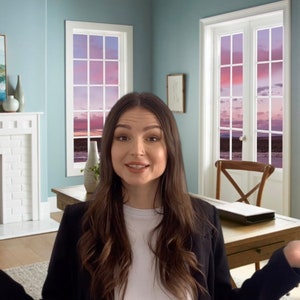 Zoom Virtual Video Background Color Swatch Office and Scrolling Sunset