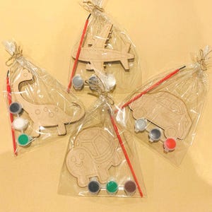 Paint Your Own Wood Craft Kit: Dinosaur, Car, Plane, Tortoise - Party Favors