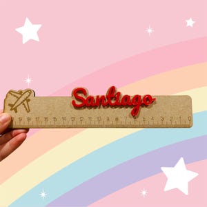 Righelli personalizzati con nome in acrilico - Tema di design in legno, nome personalizzato in righello acrilico da 20 cm, regalo perfetto per bambini