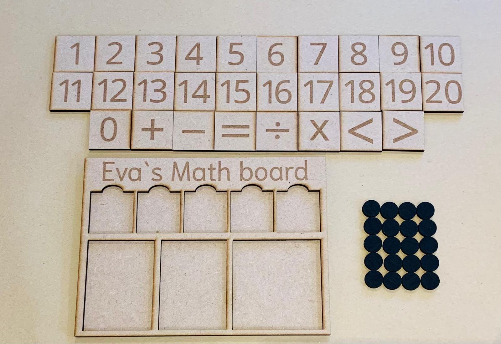 Wooden Math Board: Number & Symbol Puzzle, Personalized Learning