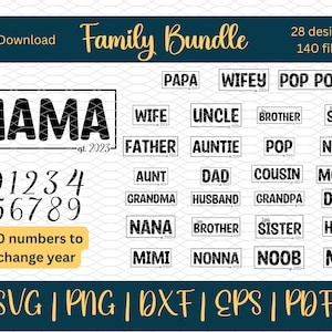Mama Est 2023 Svg, anúncio de gravidez Svg, arquivo cortado, dia das mães, dia dos pais, pacote, nova tia, novo tio, irmã mais velha, irmão mais velho