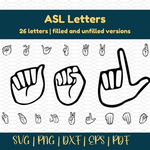Letras ASL svg linguagem de sinais americana alfabeto asl letras asl asl abc linguagem de sinais camiseta linguagem de sinais asl arquivos de corte de linguagem de sinais