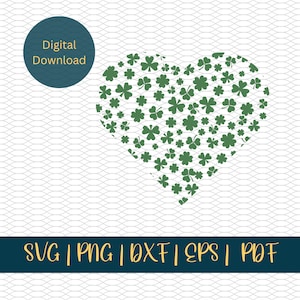 Shamrock heart svg, Clover Leaf SVG, Shamrock SVG, Heart svg, St. Patrick&#39;s Day SVG, Irish svg, Clover svg, cut file, cricut, silhouette