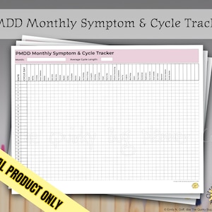 PMDD maandelijkse symptoom- en cyclustracker - afdrukbare digitale download