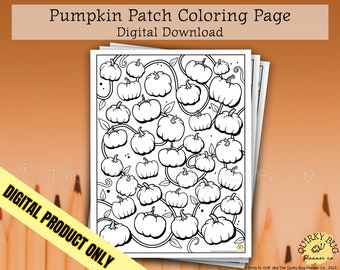 Pumpkin Patch Coloring Page - Printable Digital Download