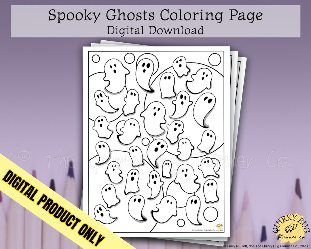 Spooky Ghost Coloring Page - Printable Digital Download - Etsy