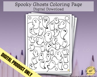 Spooky Ghost Coloring Page - Printable Digital Download