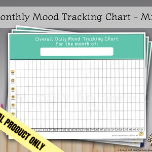 Monthly Mood Tracking Chart, MINT - Printable Digital Download