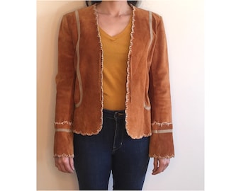 Vintage Suede Jacket Boho Hippie - size medium