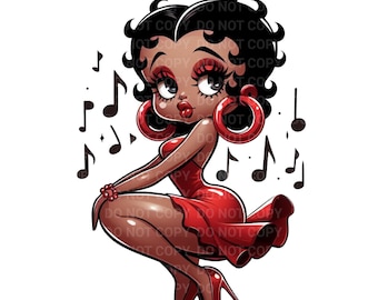 Betty Boop Music lovers&#39; high resolution 300 dpi PNG digital download for Cricut, Sublimation