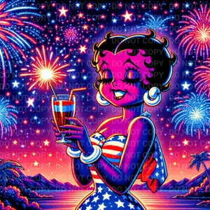 Betty Boop 4th of July Celebration High-Resolution 300dpi PNG Digital Download