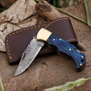 Coltello tascabile pieghevole in Damasco, coltello tascabile pieghevole personalizzato, regalo per lo sposo, regalo di nozze, regalo di anniversario, regalo di compleanno per il Ringraziamento