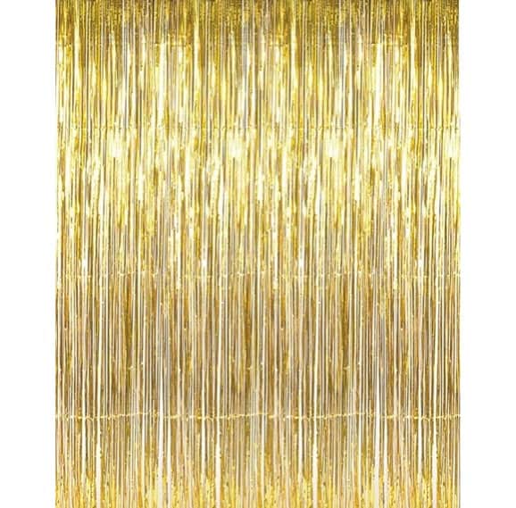 Gold Fringe Curtain Backdrop 2mx1m, Gold Streamer Curtains, Metallic Tinsel  Foil Fringe, Gold Party Decorations, Backdrop Prop 