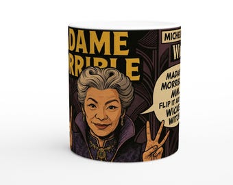 Taza de café Madame Morrible, inspirada en Michelle Yeoh, regalo artístico de la bruja malvada