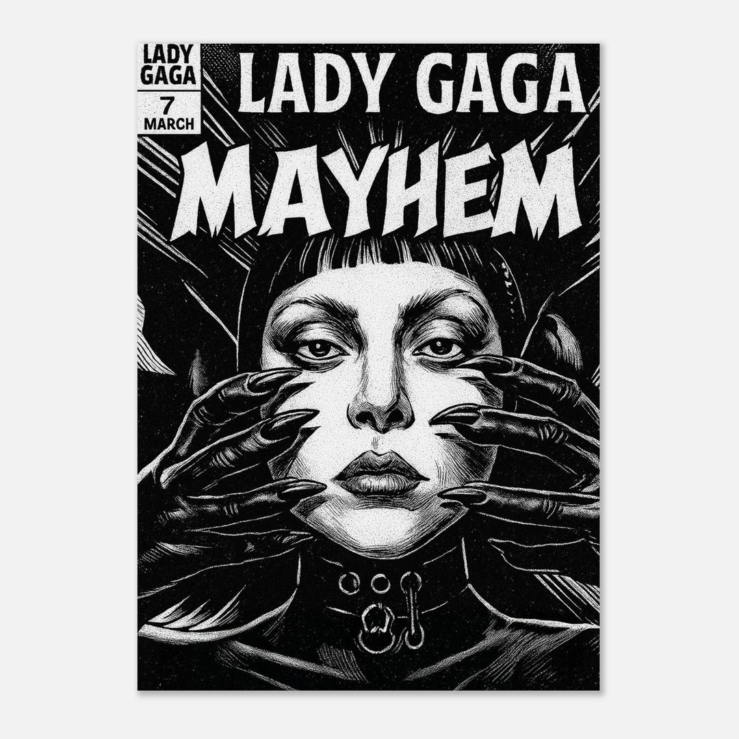 ミュージシャン LadyGaga MAYHEM Dual Portrait tee White