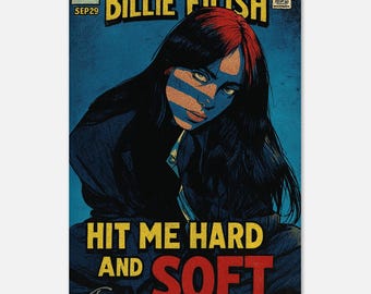 Billie Eilish Hit Me Hard and Soft Poster, Retro Comic Print, Tour Wall Art, Billie Fan Gift, Vintage Pop Culture Decor