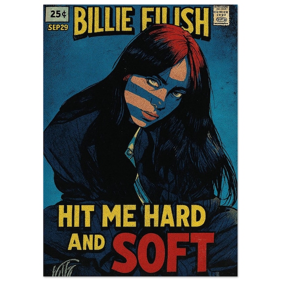 Billie Eilish Hit Me Hard and Soft ポスター Billie Eilish 'hit Me Hard and Soft' Comic Poster: Retro Pop Art
