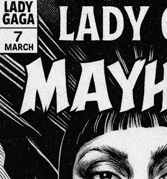 レディー・ガガ・メイヘム・ポスター：ゴシックコミックアートプリント