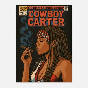 Beyoncé Cowboy Carter Comic Poster, Retro Cowgirl Fan Kunstdruck, Vintage Musik Wanddekor, BeyHive Geschenk, Western Pop Art Illustration