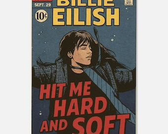 Billie Eilish Comic Poster: Hit Me Hard and Soft Album Art