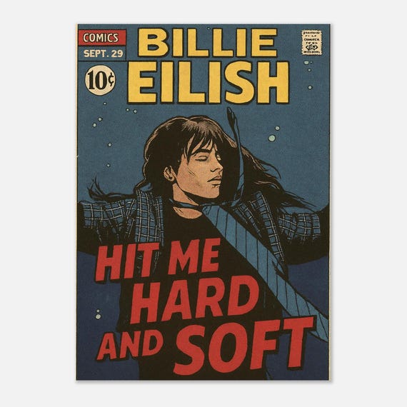 Billie Eilish Comic Poster: Hit Me Hard and Soft Album Art - Etsy