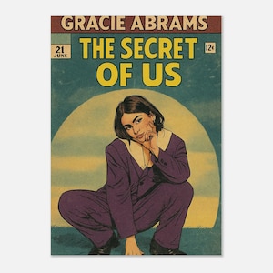 Plakat Gracie Abrams „The Secret of Us” – grafika ścienna w stylu retro komiksowym | Dekoracje indie pop | Grafika albumu Gracie Abrams | Pomysł na prezent dla fana