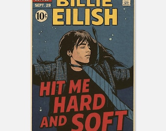 Póster cómico de Billie Eilish: Arte del álbum Hit Me Hard and Soft