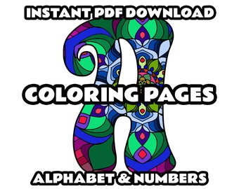 Mandala Alphabet & Zahlen Malbuch zum Ausdrucken | 36 Ausmalbilder | Sofortiger Download PDF | Digitale Datei | Mandala