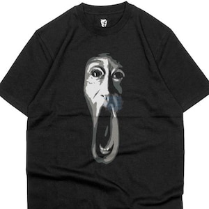 Horror Stretched Face Shirt, Weirdcore T-shirt Y2K Grunge Tshirt Gothic Horror