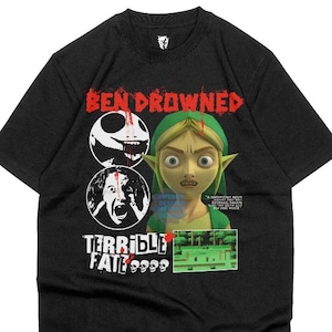 Ben Drowned Creepypasta Shirt Gothic Horror T-shirt Grunge Emo Tshirt Mens Cotton Shirt