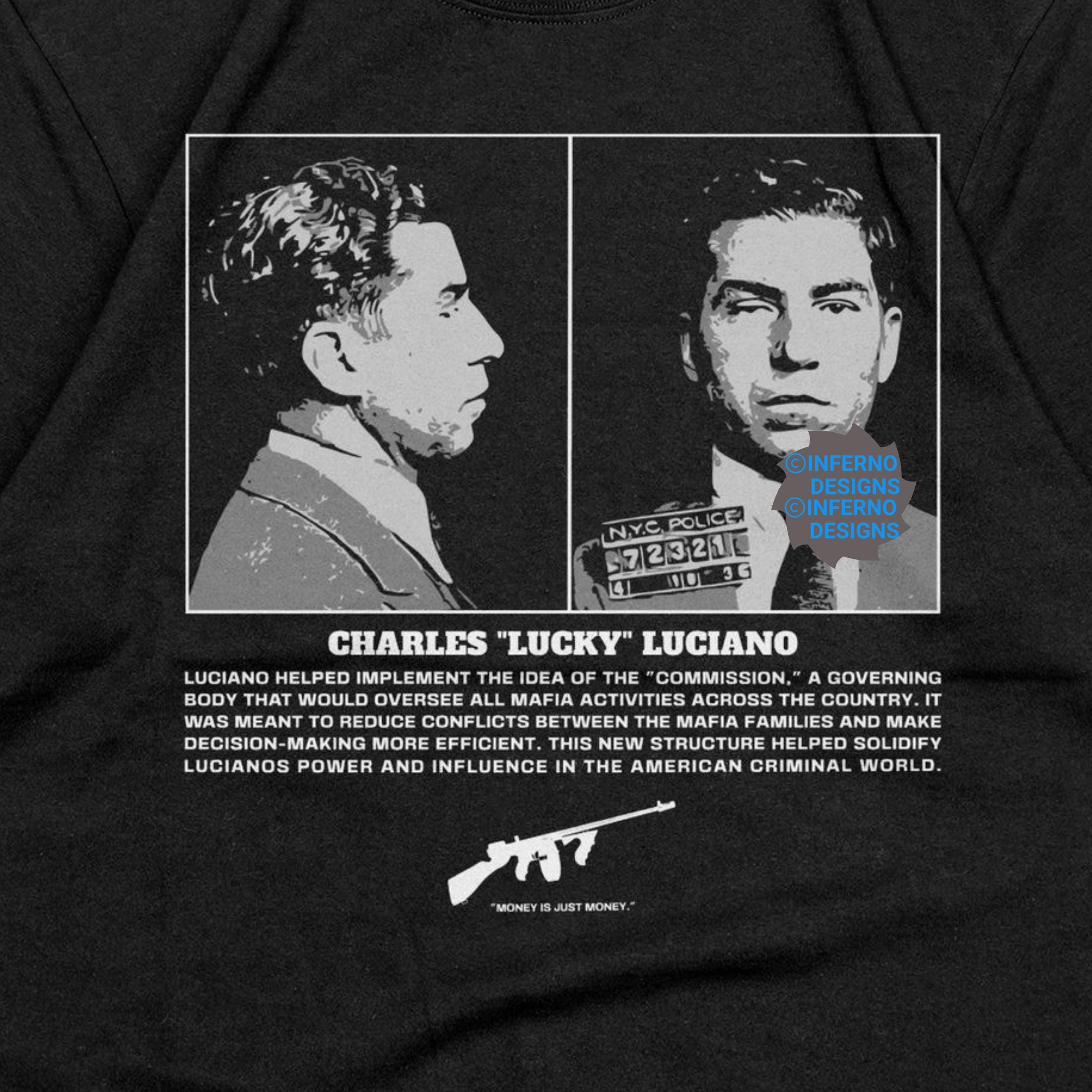 T-shirt XL Noir Lucky Luciano Boardwalk HBO Mafia - Marque Gildan 100% Coton - Neuf Sans étiquette