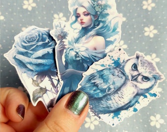 Whimsical Frozen Queen Sticker Pack Glossy and Holographic