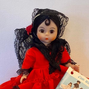 SPANIEN MÄDCHEN mit ORIGINAL Box/Tag/Stand Madame Alexander Puppe (595), Vintage Puppe, Antike Puppe, Sammlerpuppe
