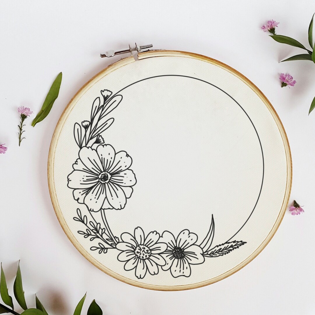 Floral Wreath Embroidery Pattern: Frame Design (PDF) - Etsy