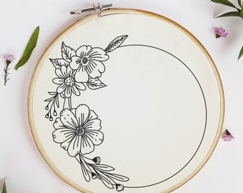 Flower Wreath Embroidery Pattern Flower Pattern Hand Embroidery Pattern ...