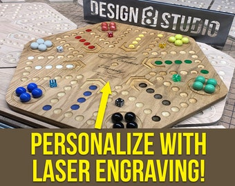 FREE SHIP (USA)! Personalizable Oak Double-Sided Aggravation Wahoo Marbles Board Game Hand Painted 24 1/4 in. x 3/4 in, family fun, heirloom