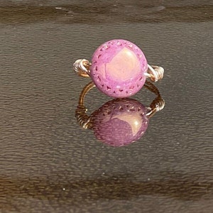 Wire wrapped Czech glass beads ring