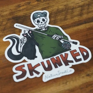 Fliegenfischen Angeln Aufkleber, &quot;Skunked&quot; Aufkleber, Forellenangeln Aufkleber, Angeln Aufkleber, Angeln Aufkleber Geschenk, Fliegenfischen Geschenk, Fliegenfischen
