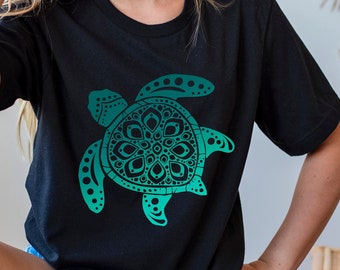 Floral Sea Turtle Mandala Sweatshirt, Turtle Mandala Hoodie, Sea Turtle Tee, Beach Shirt, Summer Vibes Shirt,Ocean Lover Shirt, Turtle Gifts