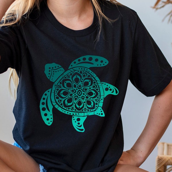 Floral Sea Turtle Mandala Sweatshirt, Turtle Mandala Hoodie, Sea Turtle Tee, Beach Shirt, Summer Vibes Shirt,Ocean Lover Shirt, Turtle Gifts