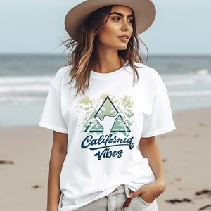 Chemise rétro California Vibes, t-shirt d&#39;été vintage, chemise de plage, chemise d&#39;été rétro, chemise graphique d&#39;été, chemise Good Vibes, californien