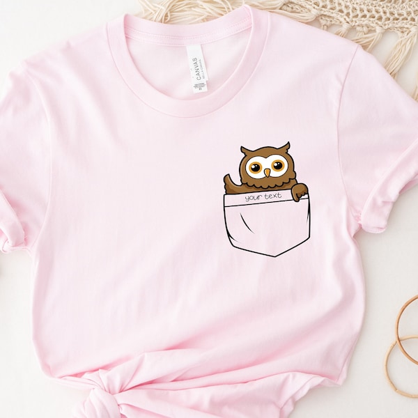 Custom Owl Shirt, Personalized Pocket Owl Shirt, Owl Birthday Shirt, Cute Owl Gift, Owl Lover Gift, Gift for Teacher,Wisdom Gift,Nature Love