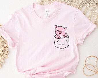 Custom Pig Shirt, Personalized Pocket Pig Shirt, Pink Pig Birthday Shirt, Cute Pig Gift, Pig Lover Kids, Toddler Birthday gift , Pig Tshirts