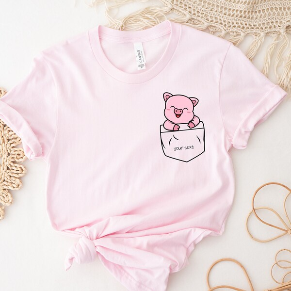 Custom Pig Shirt, Personalized Pocket Pig Shirt, Pink Pig Birthday Shirt, Cute Pig Gift, Pig Lover Kids, Toddler Birthday gift , Pig Tshirts