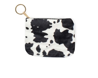 Cow Print Coin Purse, Key Ring, Accessories, Purse, Wallet, Coin Purse, Ladies Accessories