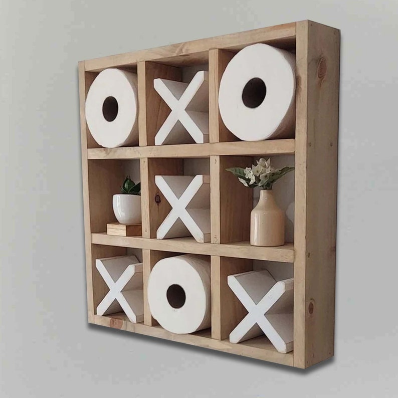 Toilet Paper Holder Tic Tac Toe Toilet Paper Shelf Wall Etsy
