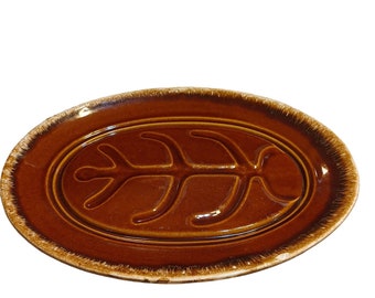 Fish Plate 2! Hull Oven Proof Brown Drip Mid Century Serving Platter Free Ship!