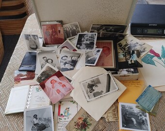 Caja de recuerdos con tarjetas de fotos antiguas antiguas, lote enorme de Texas